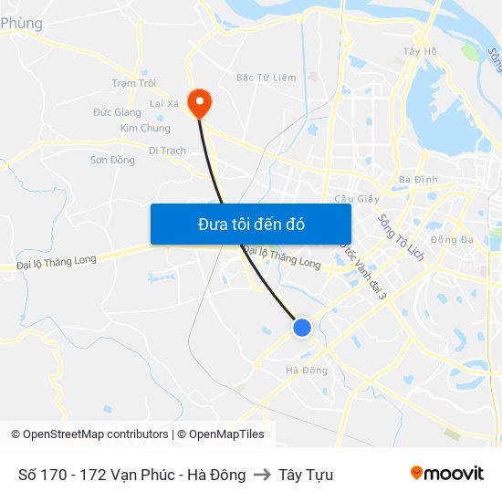 Số 170 - 172 Vạn Phúc - Hà Đông to Tây Tựu map