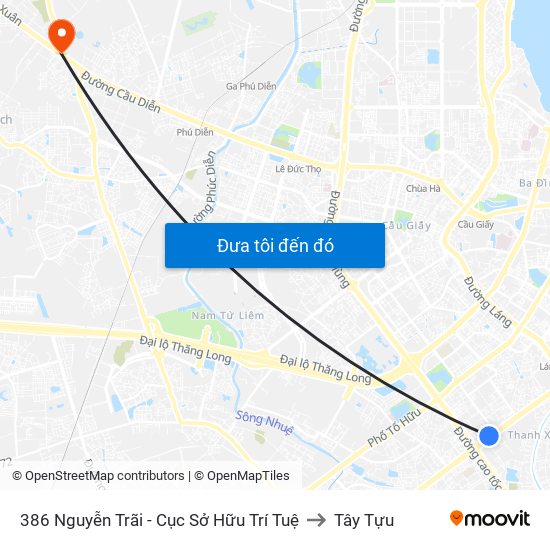 386 Nguyễn Trãi - Cục Sở Hữu Trí Tuệ to Tây Tựu map