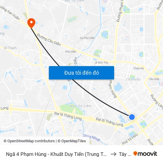 Ngã 4 Phạm Hùng - Khuất Duy Tiến (Trung Tâm Hội Nghị Quốc Gia) to Tây Tựu map