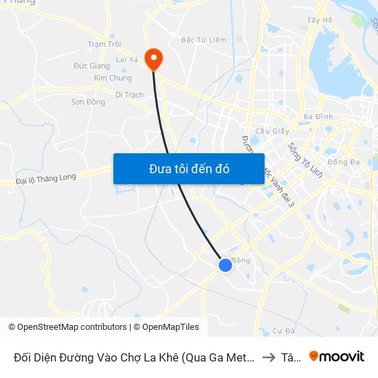 Đối Diện Đường Vào Chợ La Khê (Qua Ga Metro La Khê) - 405 Quang Trung (Hà Đông) to Tây Tựu map