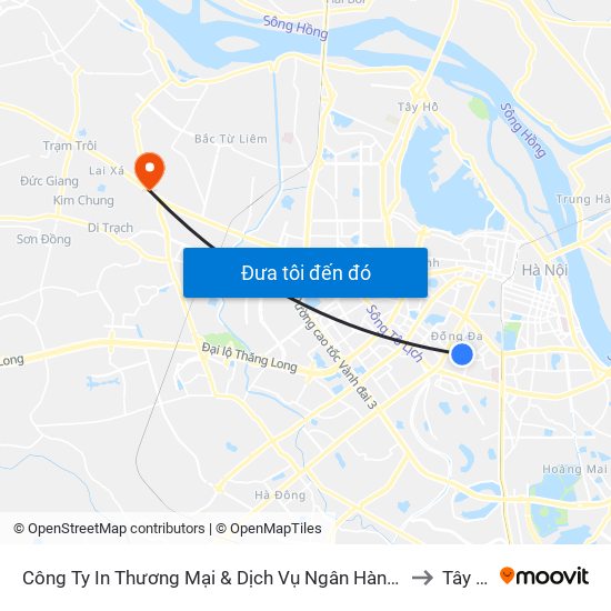 Công Ty In Thương Mại & Dịch Vụ Ngân Hàng - Số 10 Chùa Bộc to Tây Tựu map