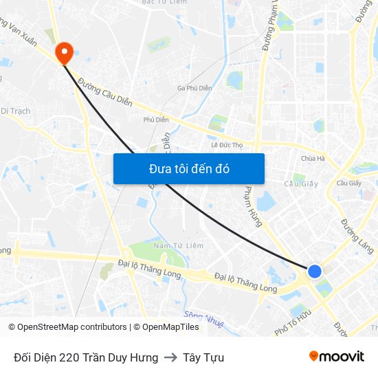 Đối Diện 220 Trần Duy Hưng to Tây Tựu map