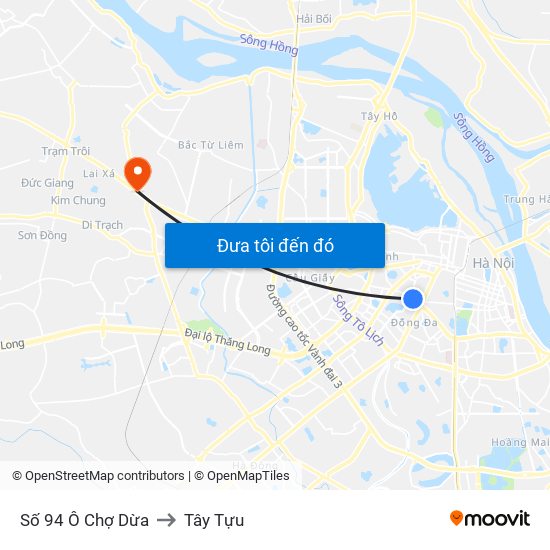 Số 94 Ô Chợ Dừa to Tây Tựu map