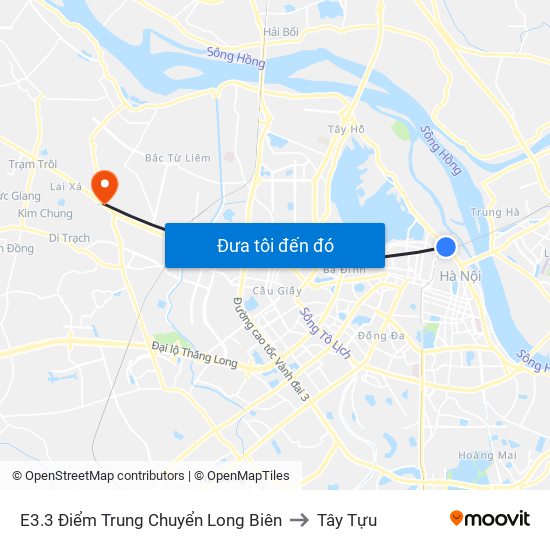 E3.3 Điểm Trung Chuyển Long Biên to Tây Tựu map