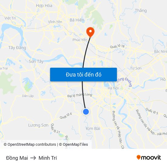 Đồng Mai to Minh Trí map