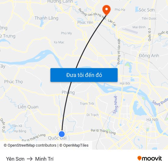 Yên Sơn to Minh Trí map