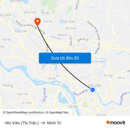 Yên Viên (Thị Trấn ) to Minh Trí map