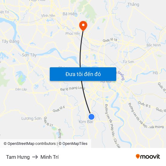 Tam Hưng to Minh Trí map
