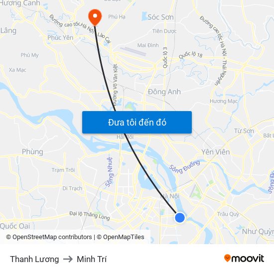 Thanh Lương to Minh Trí map
