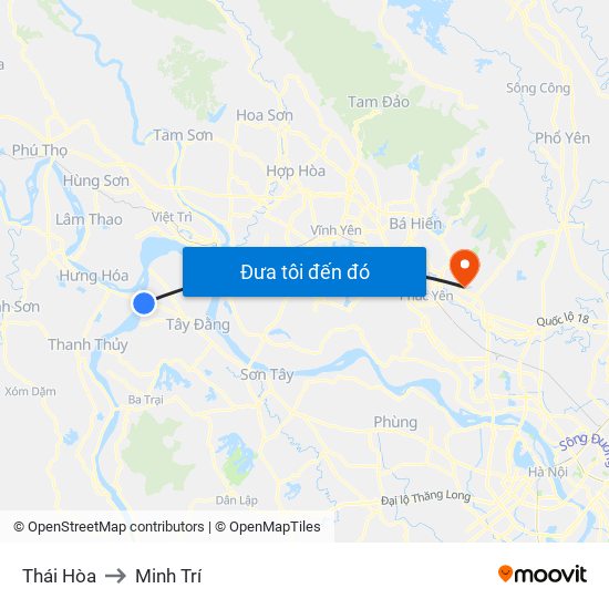 Thái Hòa to Minh Trí map