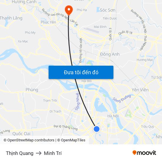 Thịnh Quang to Minh Trí map