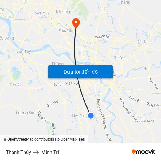 Thanh Thùy to Minh Trí map