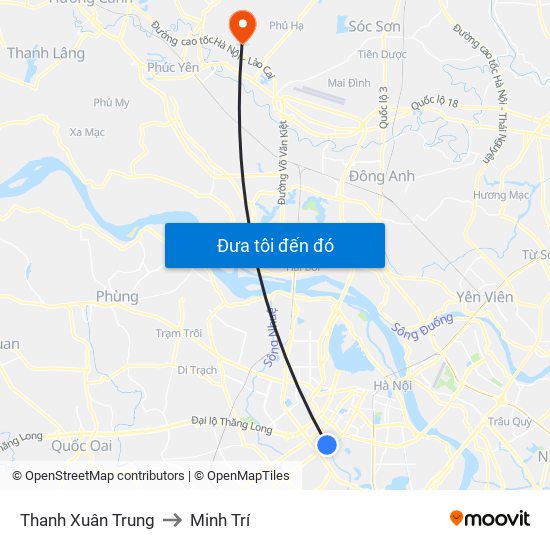 Thanh Xuân Trung to Minh Trí map