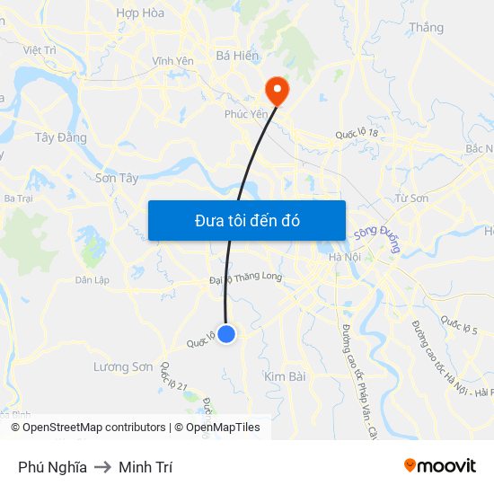 Phú Nghĩa to Minh Trí map