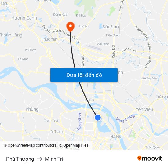 Phú Thượng to Minh Trí map