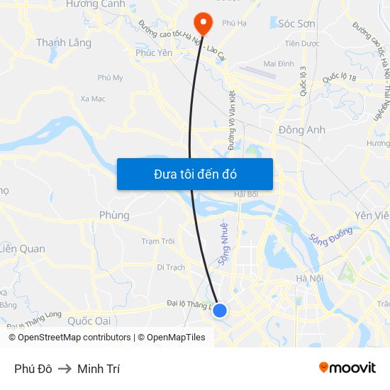 Phú Đô to Minh Trí map