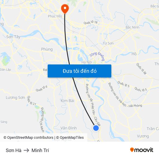 Sơn Hà to Minh Trí map