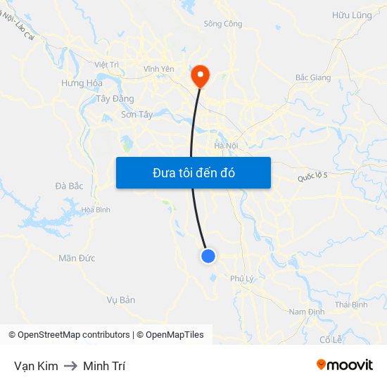 Vạn Kim to Minh Trí map