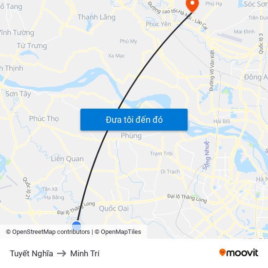 Tuyết Nghĩa to Minh Trí map