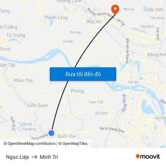 Ngọc Liệp to Minh Trí map