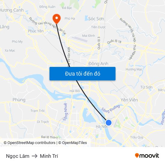 Ngọc Lâm to Minh Trí map