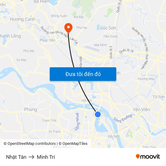 Nhật Tân to Minh Trí map