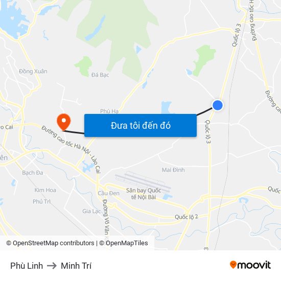 Phù Linh to Minh Trí map