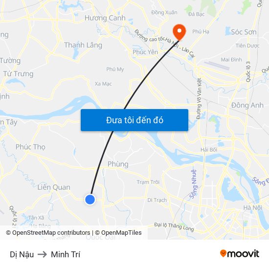 Dị Nậu to Minh Trí map