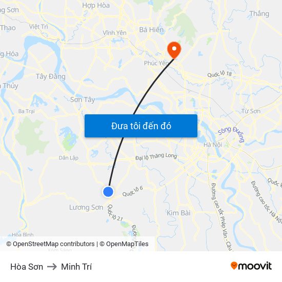 Hòa Sơn to Minh Trí map