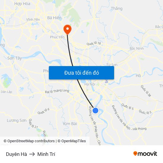 Duyên Hà to Minh Trí map