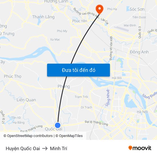 Huyện Quốc Oai to Minh Trí map