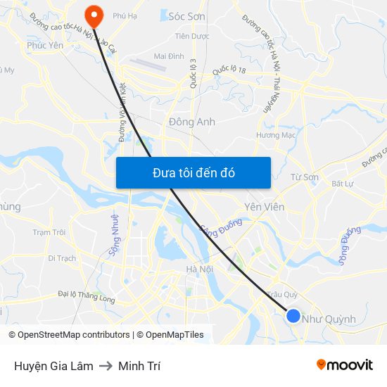 Huyện Gia Lâm to Minh Trí map