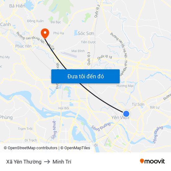 Xã Yên Thường to Minh Trí map