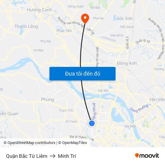 Quận Bắc Từ Liêm to Minh Trí map