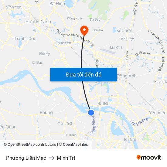Phường Liên Mạc to Minh Trí map