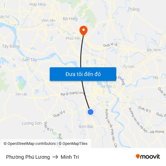 Phường Phú Lương to Minh Trí map