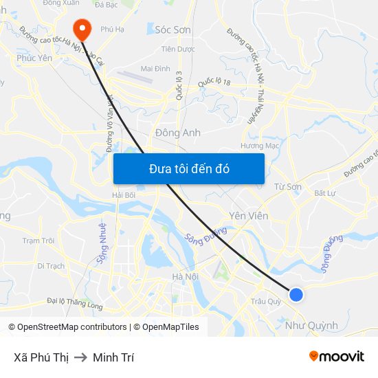 Xã Phú Thị to Minh Trí map