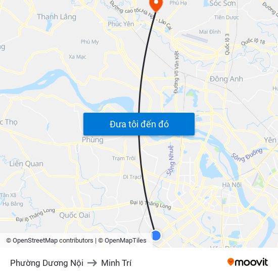 Phường Dương Nội to Minh Trí map