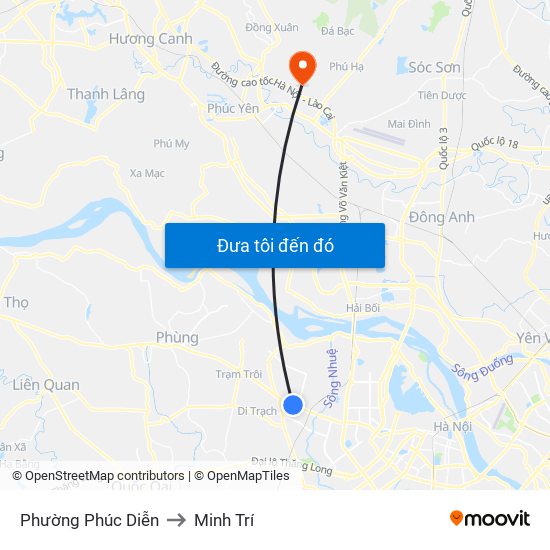 Phường Phúc Diễn to Minh Trí map