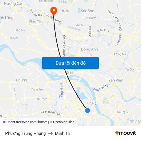Phường Trung Phụng to Minh Trí map