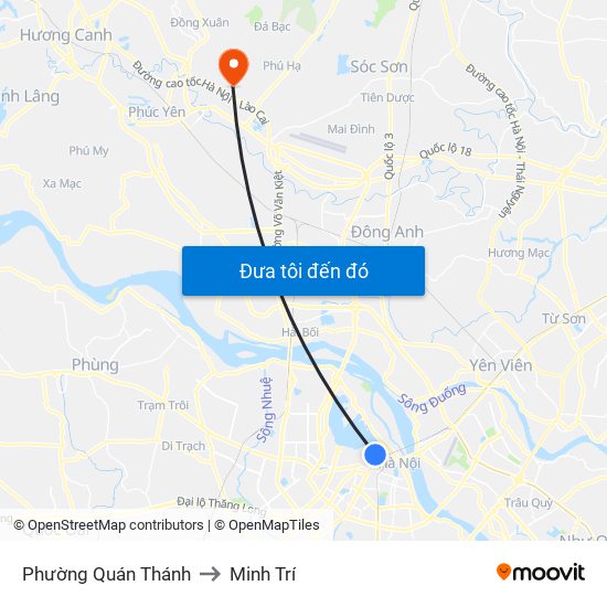 Phường Quán Thánh to Minh Trí map