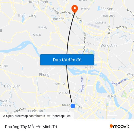 Phường Tây Mỗ to Minh Trí map