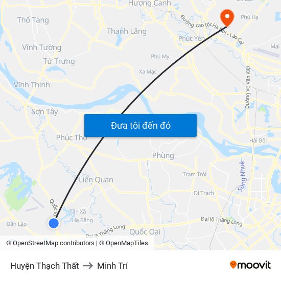 Huyện Thạch Thất to Minh Trí map