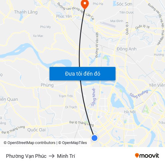 Phường Vạn Phúc to Minh Trí map