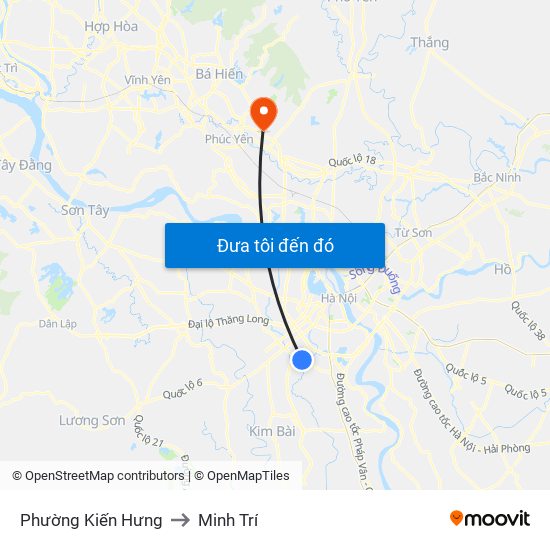 Phường Kiến Hưng to Minh Trí map