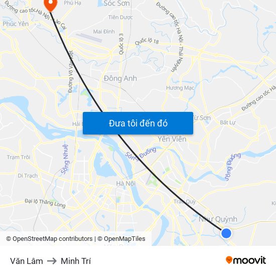 Văn Lâm to Minh Trí map