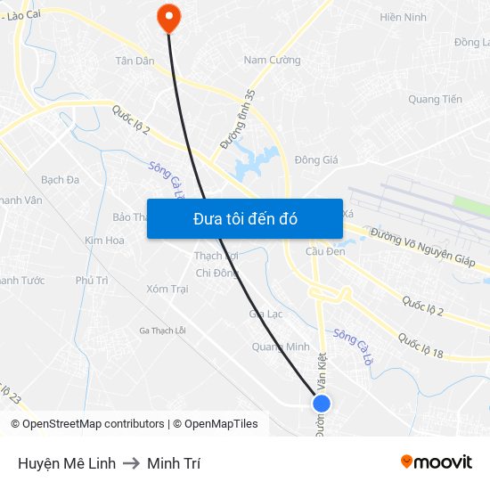 Huyện Mê Linh to Minh Trí map