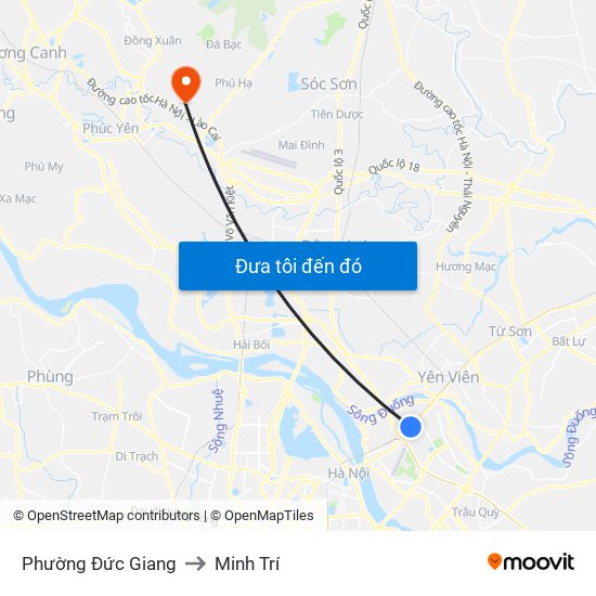 Phường Đức Giang to Minh Trí map