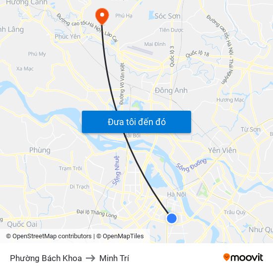 Phường Bách Khoa to Minh Trí map