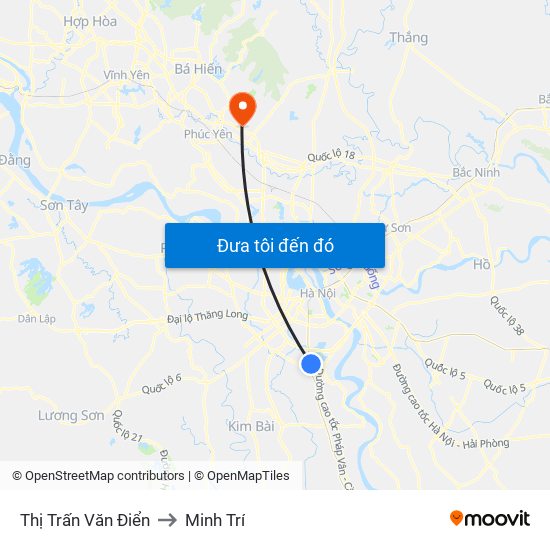 Thị Trấn Văn Điển to Minh Trí map
